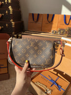 LV Pochette Accessoires Monogram Canvas Shoulder Crossbody Bag with Leather Strap (23.5 x 13.5 x 4) cm