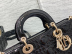 Dior Lady D-Joy Medium Patent Black Leather Bag - 26x6x14cm