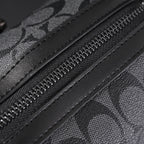 Coach Signature Duffel Bag – Black Monogram Canvas with Leather Trim