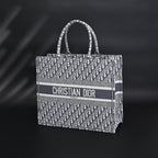 Christian Dior Large Book Tote – Grey Oblique Embroidery